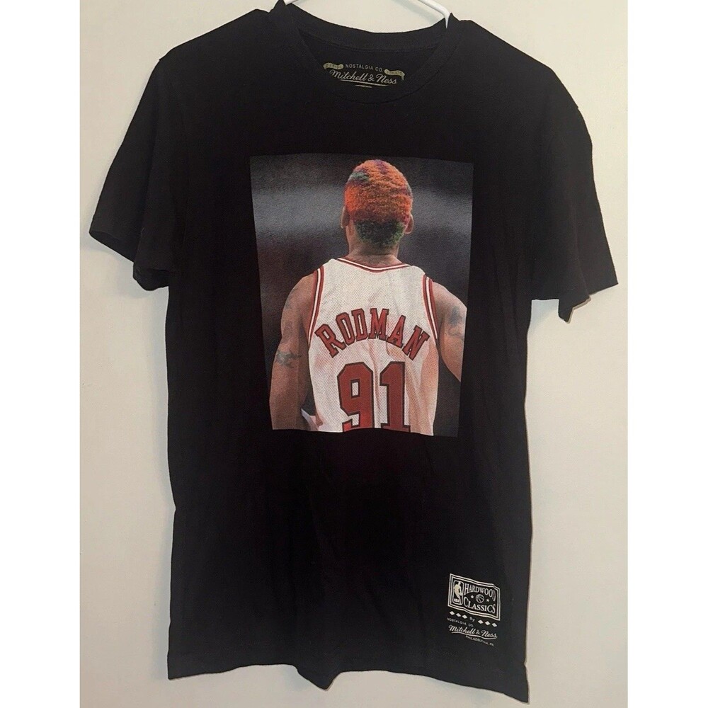 Dennis Rodman #91 Chicago Bulls T Shirt Mitchell & Ness Short Sleeve Crewneck M